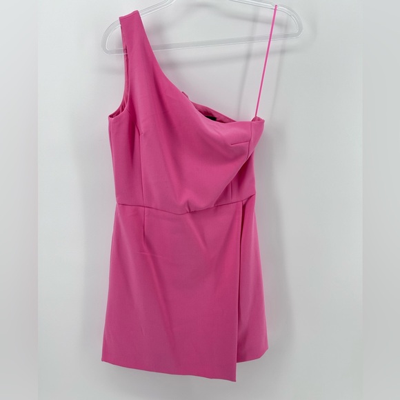 NWT FRENCH CONNECTION Whisper One Shoulder Mini Dress Morning Glory Barbie Sz 6 - Picture 3 of 14